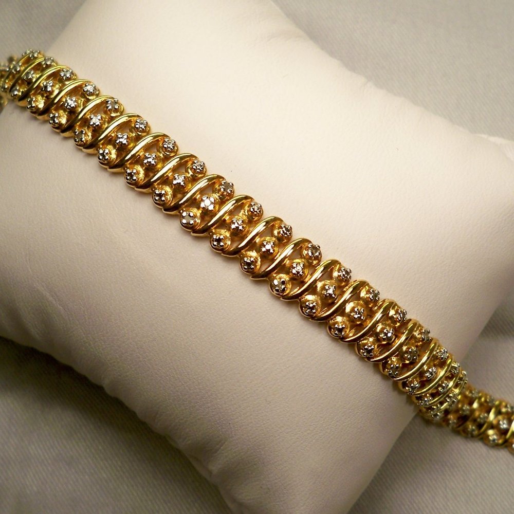 NEW Technibond HSN Cubic Zirconias 14k P Gold Vintage Tennis Bracelet